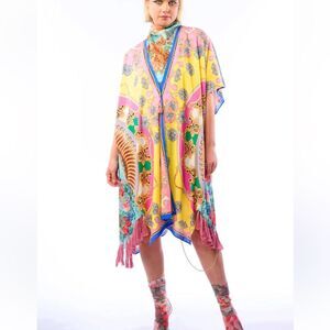 Aratta Jianna Kimono — Floral Scarf Print with Tassels — One Size S–2X